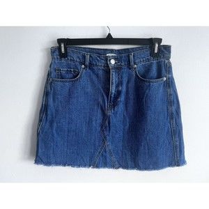 Old Navy Denim Mini Skirt A-Line Blue Distressed Raw Hem Size 10